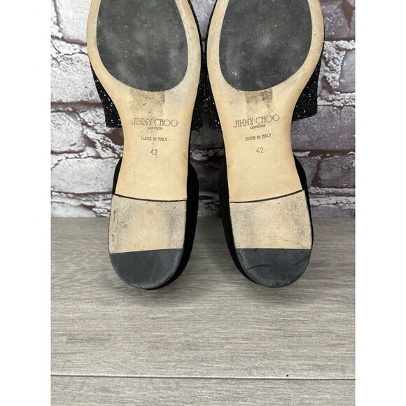 Jimmy Choo London Black Suede Leather Sparkle D’ Orsay Flats Women’s 42EU/11M US - Picture 15 of 16